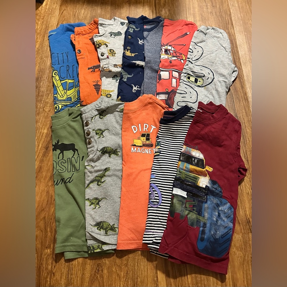 Boys Graphic Long Sleeve 3T Lot - Trucks, Dinosaurs & Stripes